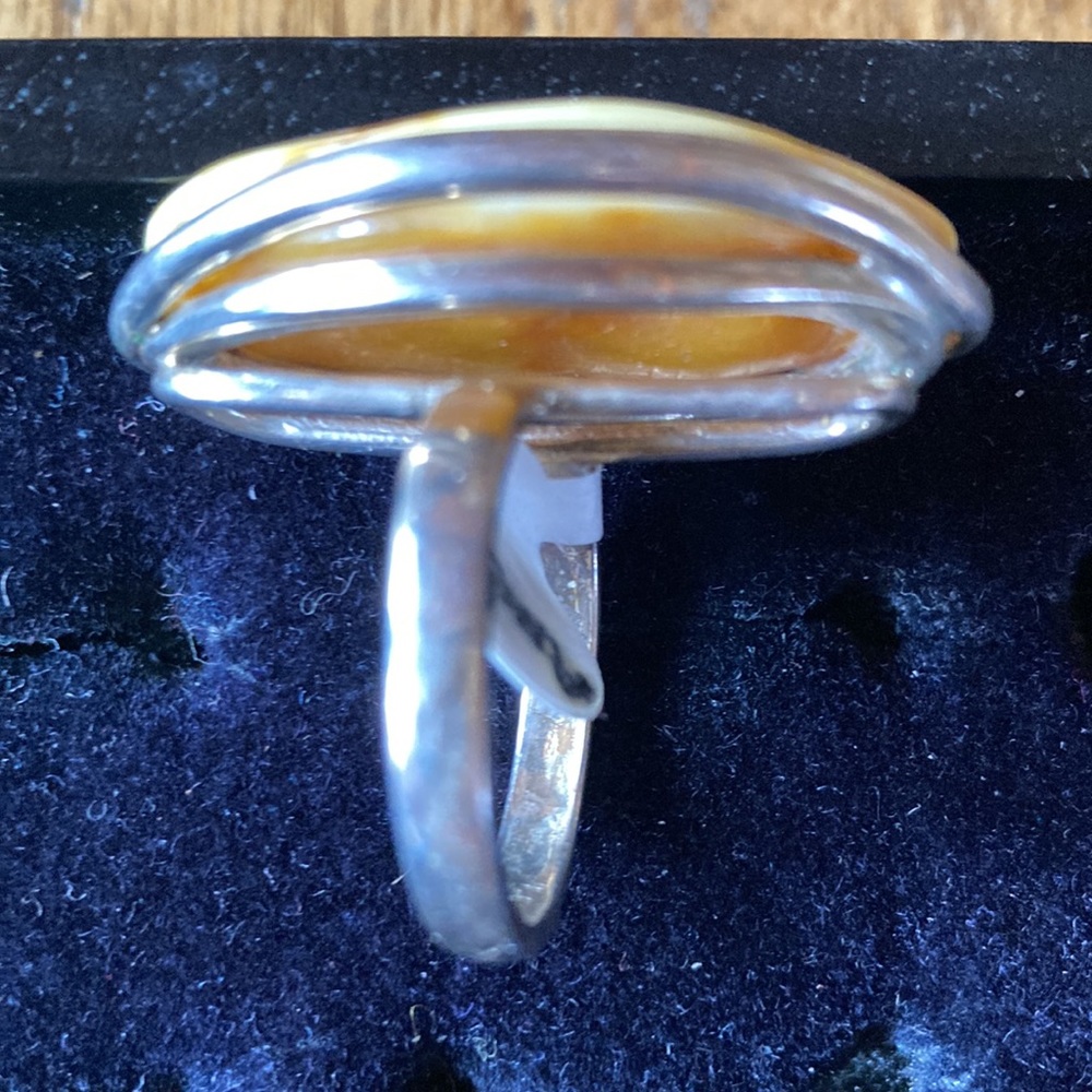 Amber Silver Ring - image 3
